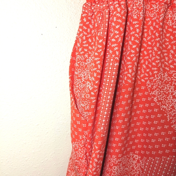 Andree by Unit Jumpsuit Large Coral & White lace back cinch waist romper - Picture 6 of 16